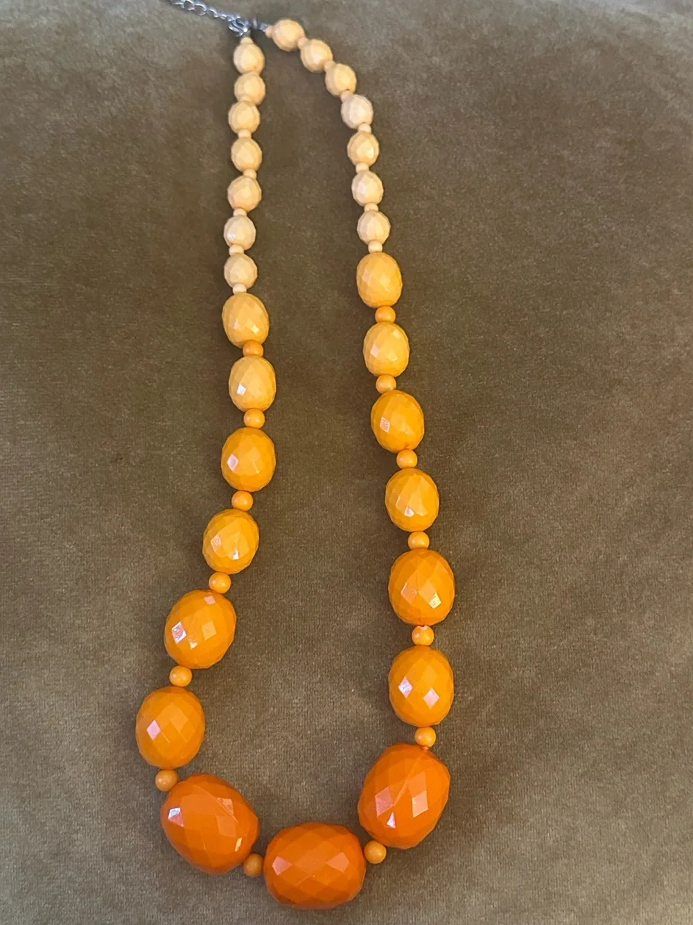 Vintage Chunky Faceted Resin Bead Statement Necklace - Orange Ombre